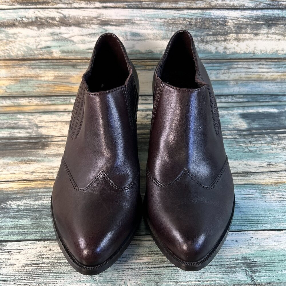 Reba Saloon Western Chelsea Booties Size 7M Brown Leather Slip On Dress Ankle